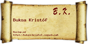 Buksa Kristóf névjegykártya